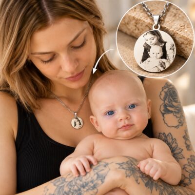 Ketting met foto graveren hanger zilver kleurig