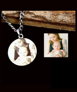 Ketting met foto graveren hanger zilver kleurig Cadeau voor moeder
