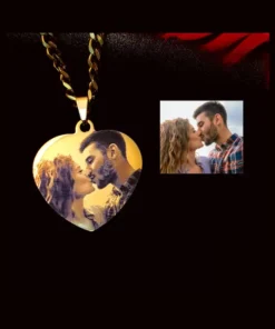Ketting met foto en tekst met foto graveren zilver of goud kleurige hanger Liefde cadeautje