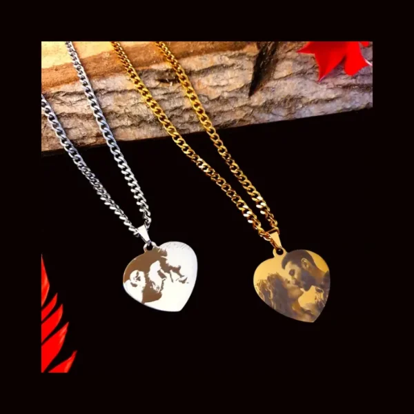 Collier avec photo et texte avec gravure de photo pendentif couleur argent ou or Petit cadeau d'amour