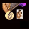 Kettenanhänger mit Foto gravieren Damen Anhänger goldfarben mit einem Datum Mutter Geschenk