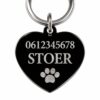 Penning hond met naam en adres, telefoonnummer zwart