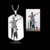 Heren ketting graveren met hanger met foto Zilver kleurig sieraden mannen legerplaatje met foto gratis verzenden