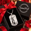 Heren ketting graveren met hanger met foto Zilver kleurig sieraden mannen legerplaatje met foto