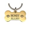 Hundemarke Knochen graviert für Hund mit Name, Adresse und Telefonnummer Gold
