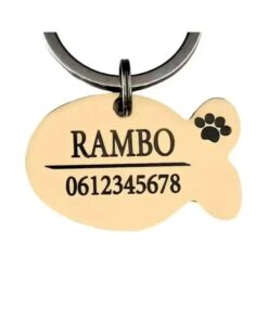 Tieranhänger für Hund und Katze mit Namen und Telefonnummer bestellen gravieren goldfarben