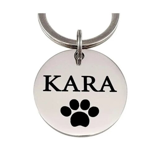 Gute Hundemarke online bestellen mit Namen und Pfote gravieren Titanium 25 mm - Beste Hundemarke mit Pfote und Adresse - kostenlose Gravur Silber