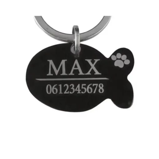 Tieranhänger Hund und Katze mit Namen und Telefonnummer bestellen gravieren schwarz