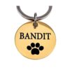 Gute Hundemarke online bestellen mit Namen und Pfote gravieren Titanium 25 mm - Beste Hundemarke mit Pfote und Adresse - kostenlose Gravur Gold