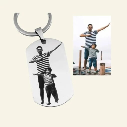 Personalisierter Schlüsselanhänger Liebe mit graviertem Foto und Text Personalisierter ID-Tag Silber