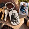 Gepersonaliseerde Sleutelhanger Liefde met graveerde foto en tekst Gepersonaliseerd ID tag zilver