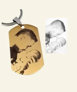 Gepersonaliseerde Sleutelhanger Liefde met graveerde foto en tekst Gepersonaliseerd ID tag gratis verzonden GOUD