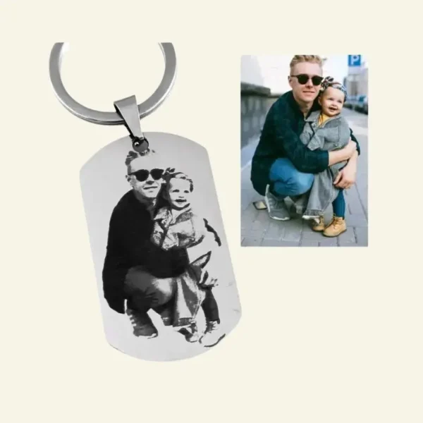 Gepersonaliseerde Sleutelhanger Liefde met graveerde foto en tekst Gepersonaliseerd ID tag gratis verzonden