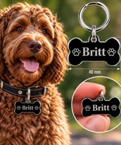 Hondenpenning botje gegraveerd voor hond met naam adres en telefoonnummer