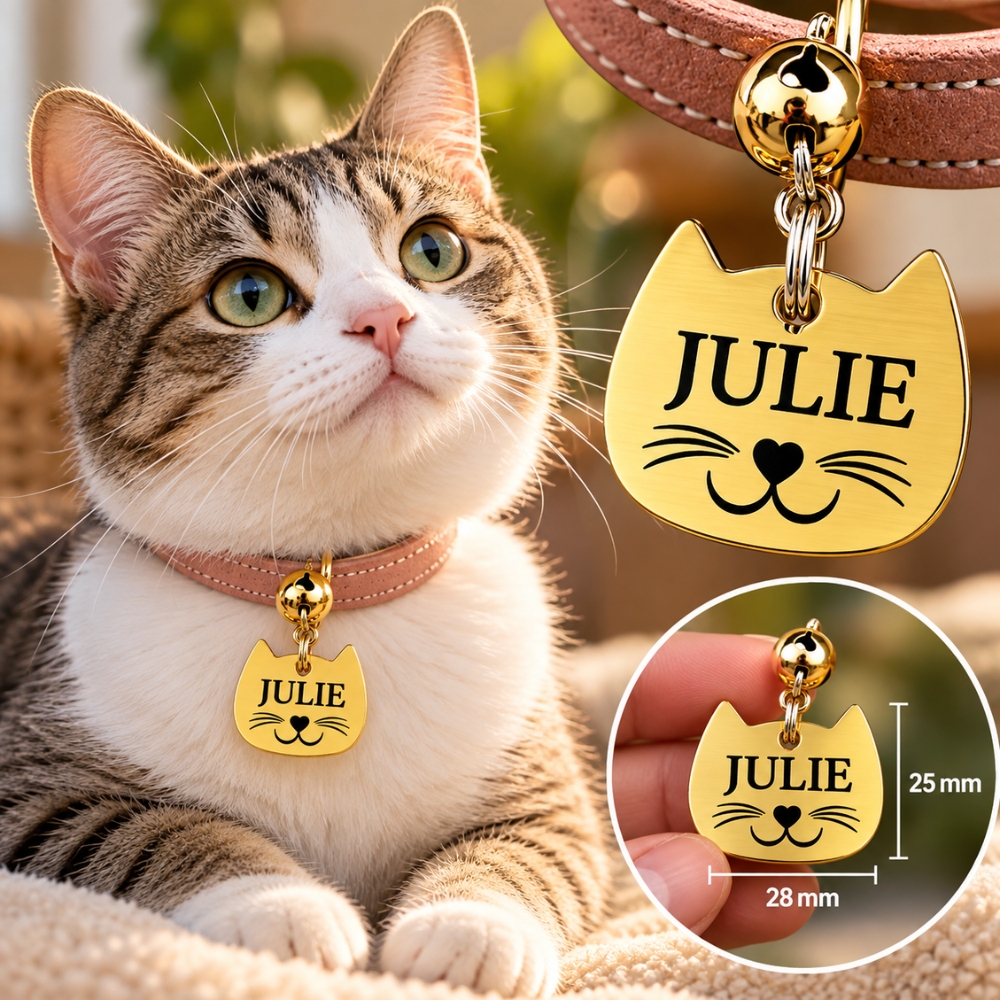 Placa para gatos con cascabel pequeño
