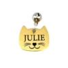Stevige Kattenpenning graveren met naam en adres met klein belletje voor aan de kattenhalsband met telefoonnummer online bestellen goud