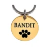 Goede hondenpenning bestellen online met naam en pootje graveren Titanium 25 mm - Beste Hondenpenning met Pootje en adres - gratis gravering goud