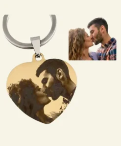 Porte-clés avec photo et texte gravé Cadeau unique à concevoir soi-même Livraison gratuite or