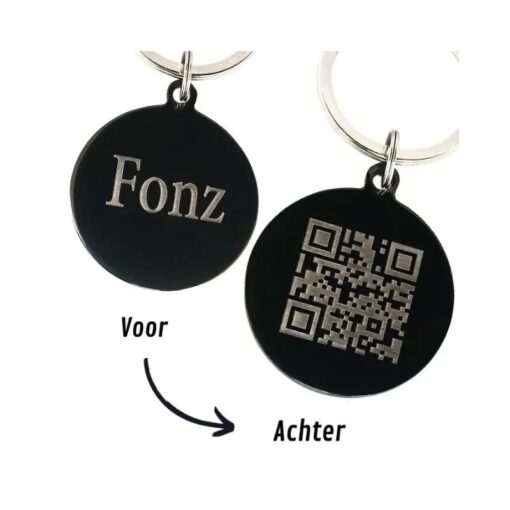 Tiermarke QR-Code für Hund und Katze gravieren mit Namen schwarz