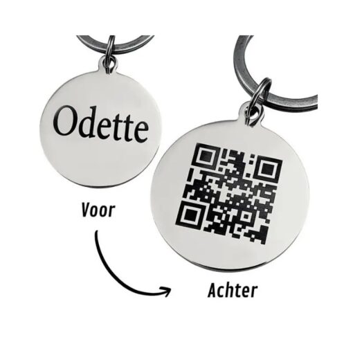 Tiermarke QR-Code für Hund und Katze gravieren mit Namen Silber