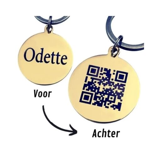 Tiermarke QR-Code für Hund und Katze gravieren mit Namen gold