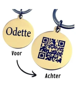 Pet Tag QR Code for Dog and Cat Engraving with Name and Address Gold