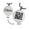 Dierenpenning QR code voor hond en kat graveren met naam en adres zilver