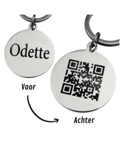 Pet Tag QR Code for dog and cat engraved with name and address silver
