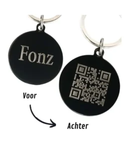 Engraved Dog Tag QR Code | Dog Tag with Address Black