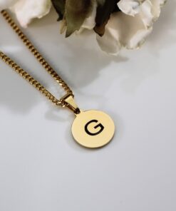 Initial ketting met hanger Ketting met Intials graveren goud kleurig