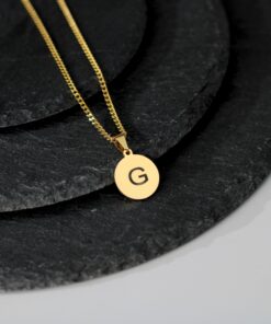 Initial ketting met hanger Ketting met Intials graveren goud kleurig