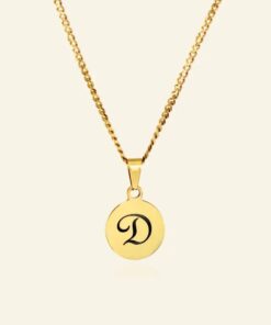 Initial ketting met Titanium hanger Ketting met Intials graveren goud kleurig