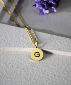 Initial ketting met hanger Ketting met Intials graveren goud kleurig