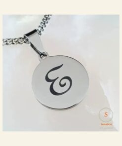 Ketting met letter Titanium ronde hanger laten graveren zilver kleurig S, J ,M of I