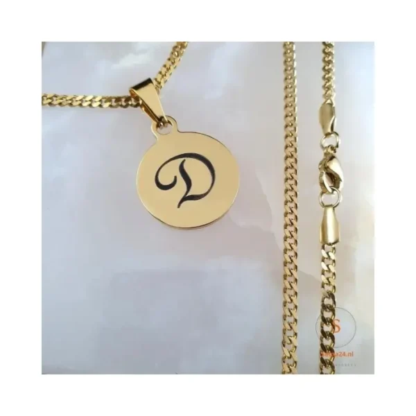 Collier initial avec pendentif en titane Collier avec gravure d'initiales couleur orLivraison gratuite aux Pays-Bas et en Belgique