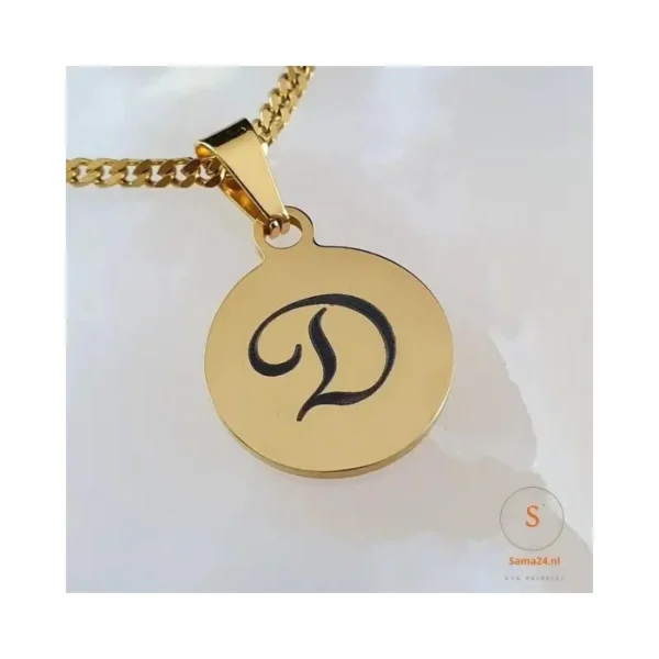 Collier initial avec pendentif en titane Collier avec gravure d'initiales couleur orLivraison gratuite aux Pays-Bas et en Belgique