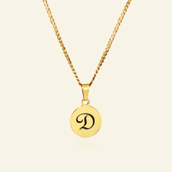 Initial ketting met Titanium hanger Ketting met Intials graveren goud kleurigGratis verzenden in Nederland en België