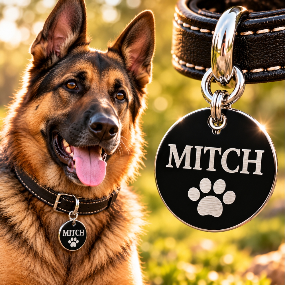 Engraved dog tag with Name large tag