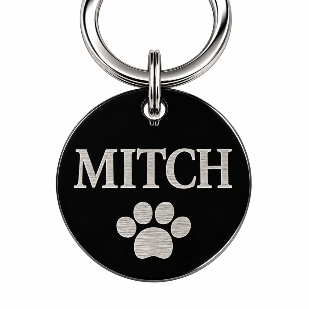 Engraved dog tag Name tag dog ID tags black