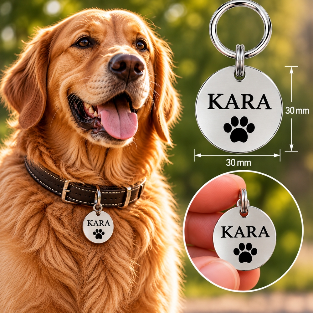 Large dog tag with paw