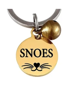 Cat tag with bell, small dog tag gold