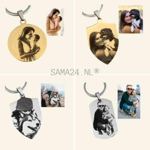 Porte-clés personnalisable Shield avec gravure photo