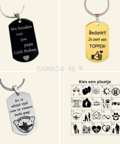 Sleutelhanger ontwerpen - Sleutelhanger ID TAG Titanium - Sleutelhanger laten graveren zilver