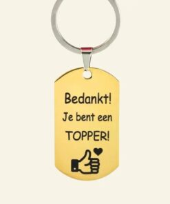 Sleutelhanger laten maken - Ontwerp je eigen custom Titanium sleutelhanger laten graveren goudkleurig