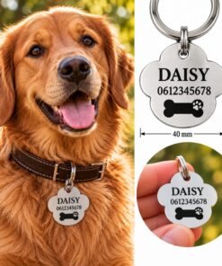 Graba la placa de identificación en el collar con el nombre - Placa grande