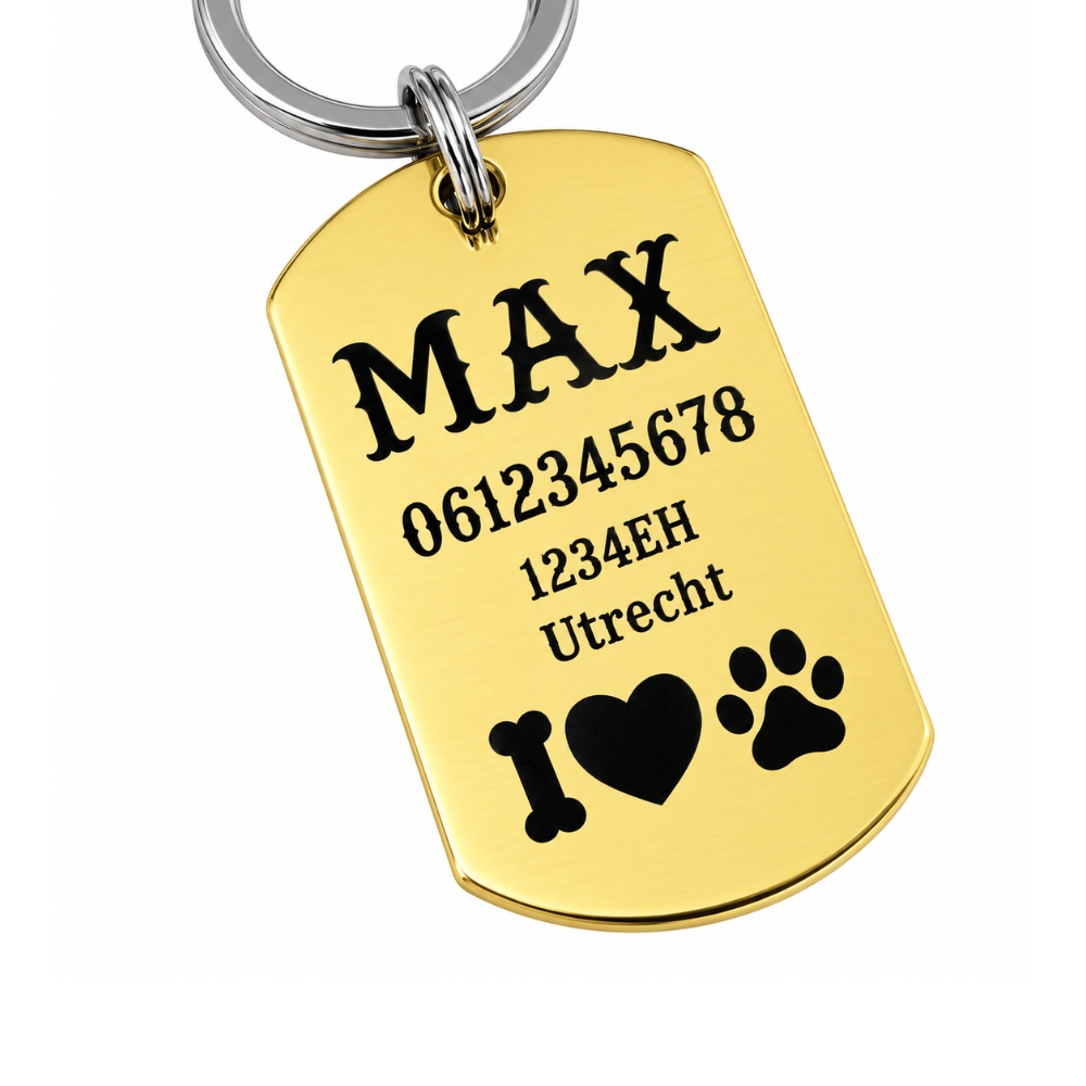 ID Tag hond klein graveren naam tag hond voor kleine hond goud