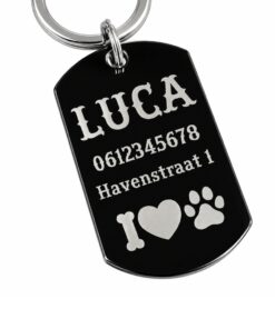 ID Tag hond klein graveren naam tag hond voor kleine hond zwart