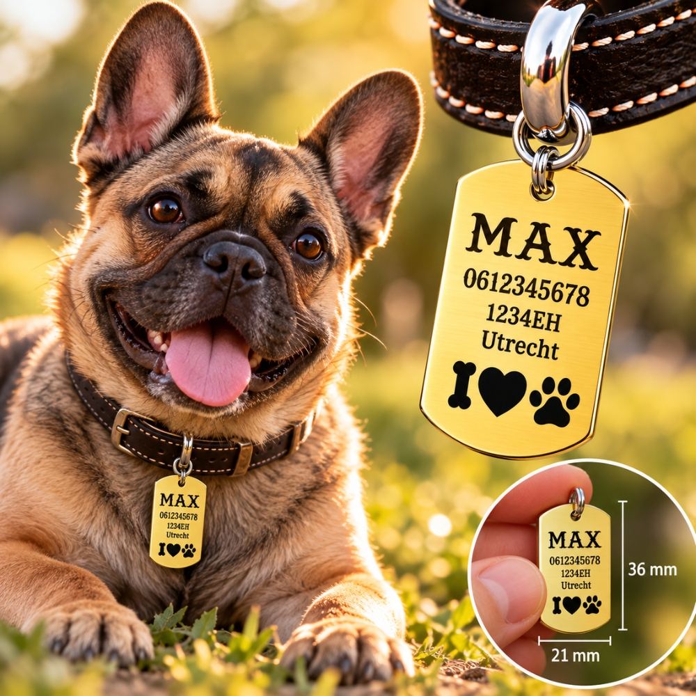 ID Tag hond klein graveren naam tag hond voor kleine hond