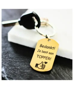 Have a keychain made - Design your own custom Titanium keychain engraved gold-colored