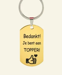 Sleutelhanger laten maken - Ontwerp je eigen custom Titanium sleutelhanger laten graveren goudkleurig
